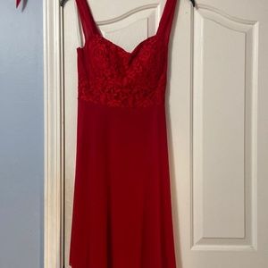 Red Mini with lace top